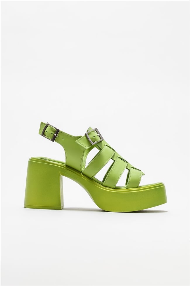 Yeşil Kadın Topuklu Sandalet